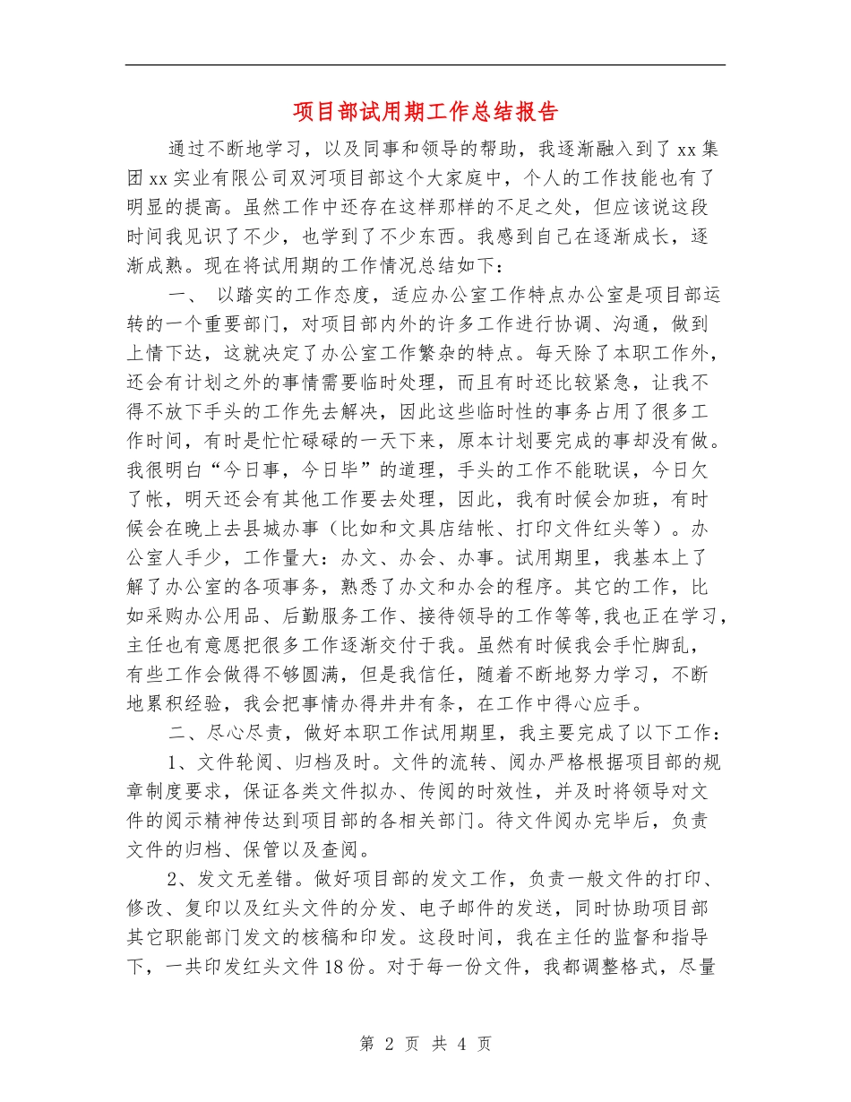 项目部试用期工作总结报告_第2页