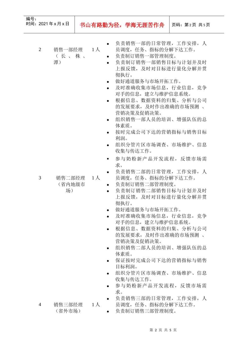 奶粉销售岗位设置及说明_第2页