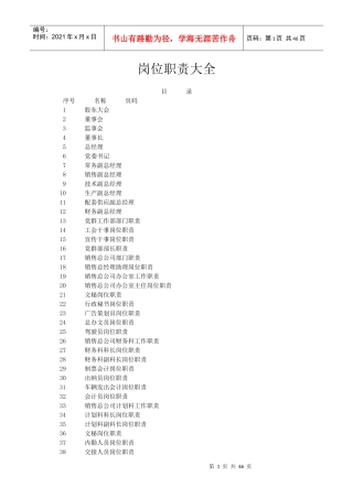 全新岗位职责大全(180个岗位共191