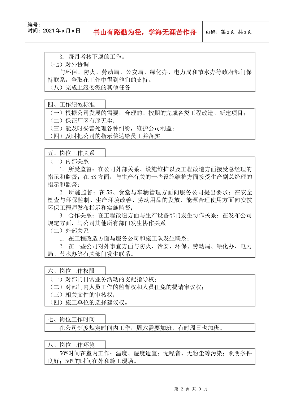 中国人力资源开发研究会行政部经理岗位说明书_第2页