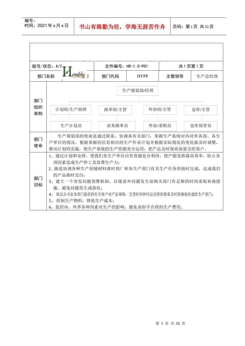 中小型企业岗位说明书(生产系统)001_第1页