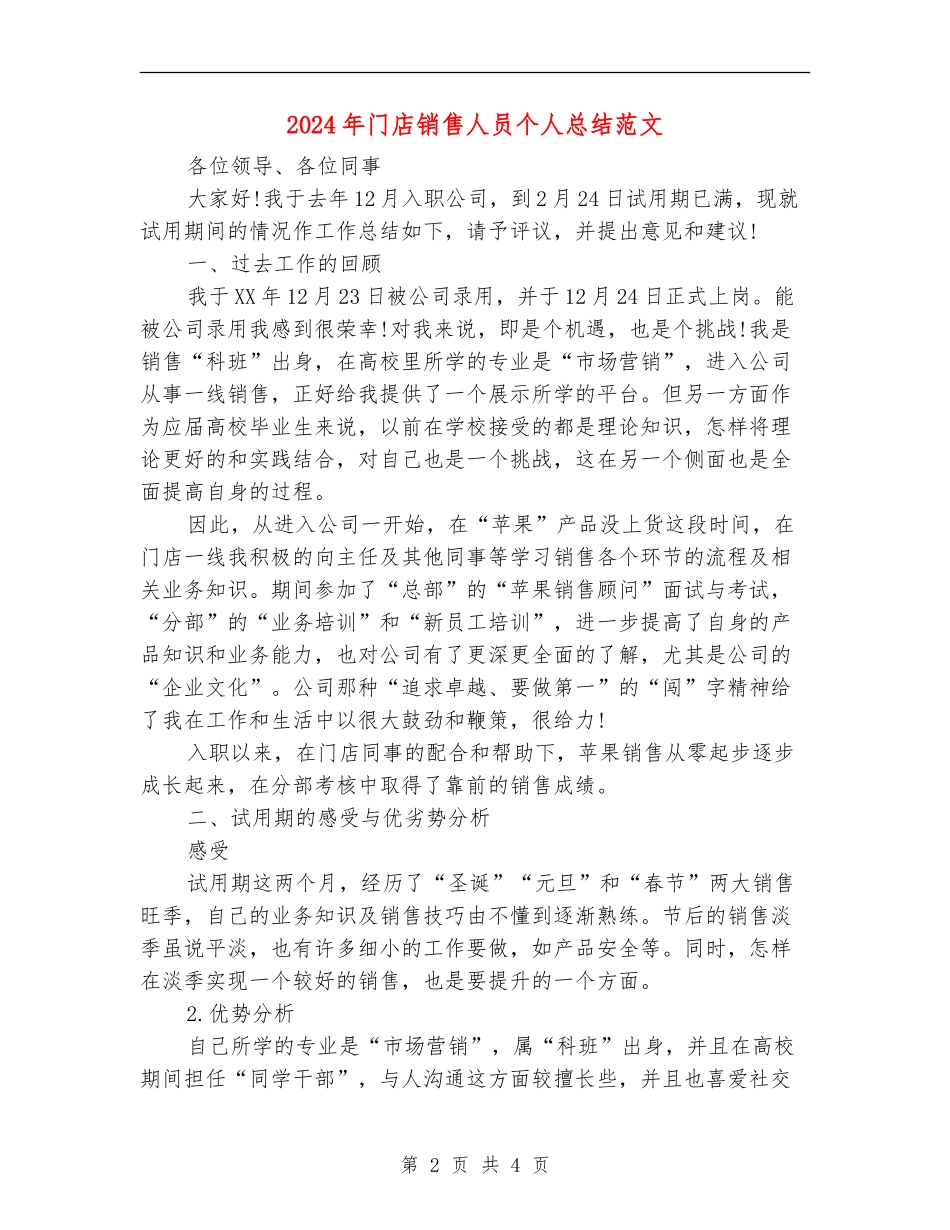 2024年门店销售人员个人总结范文_第2页