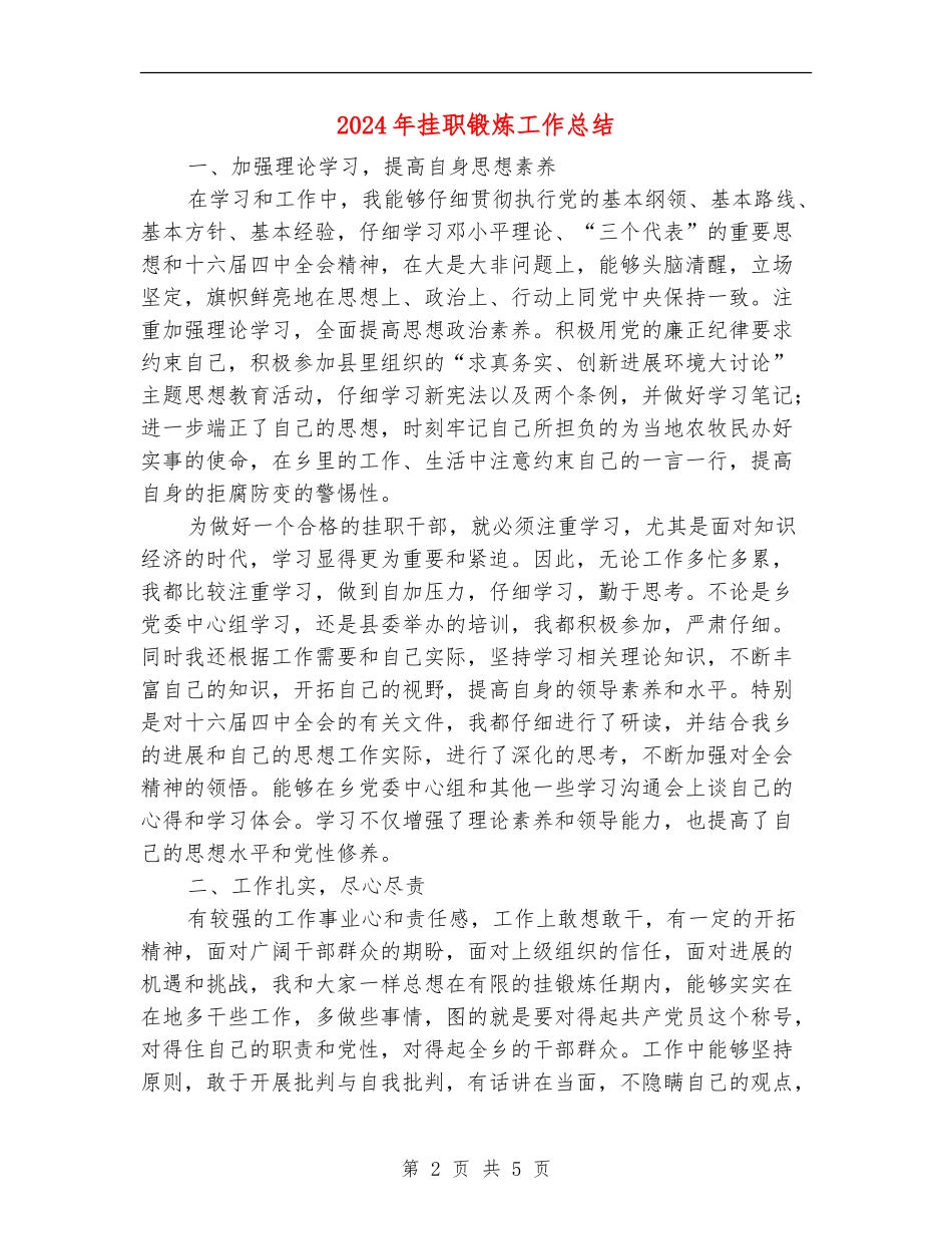 2024年挂职锻炼工作总结_第2页