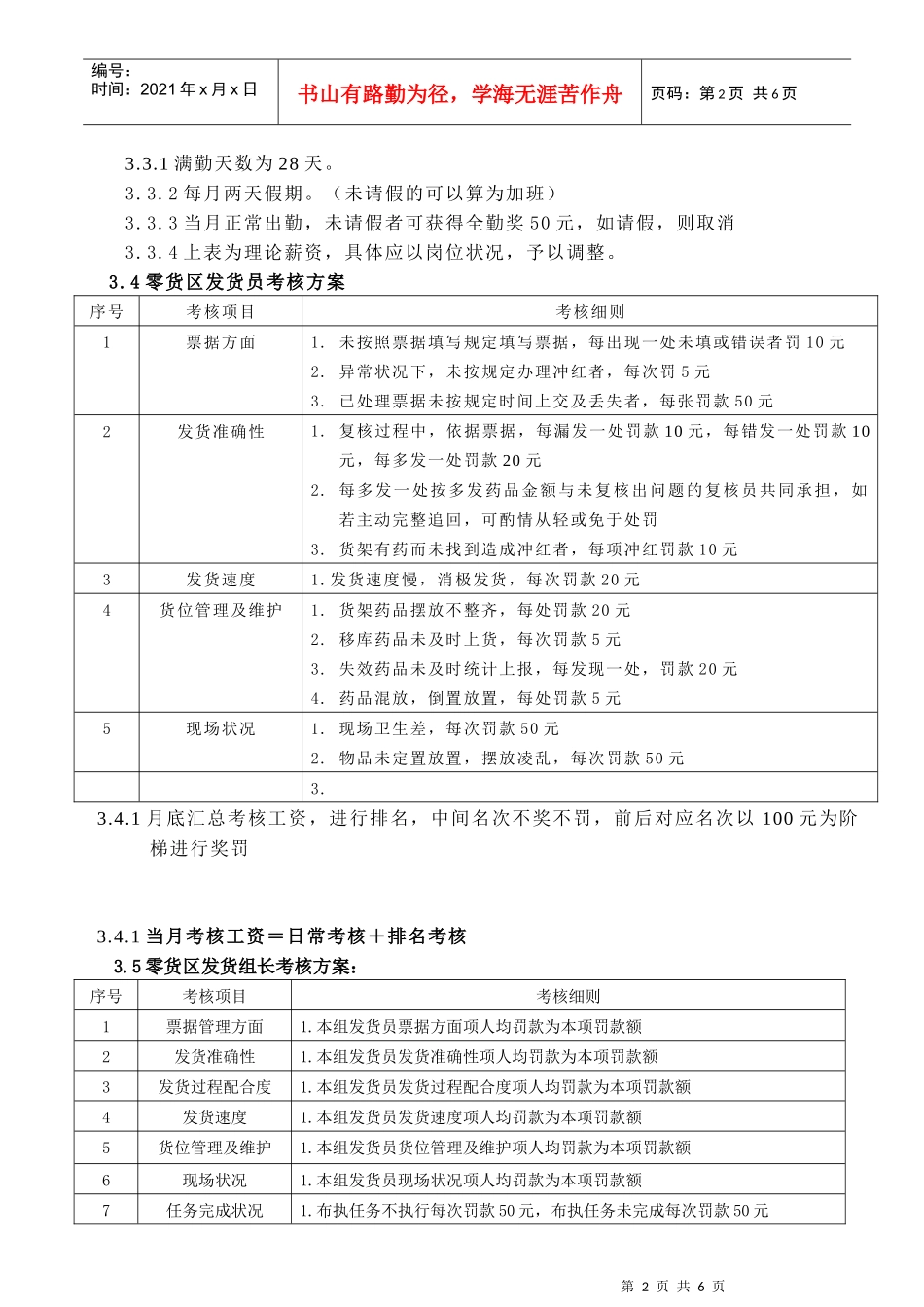仓储部考核方案doc110_第2页