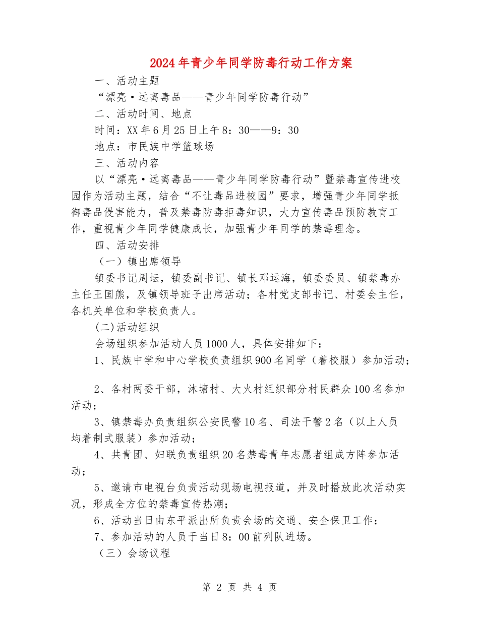 2024年青少年学生防毒行动工作方案_第2页
