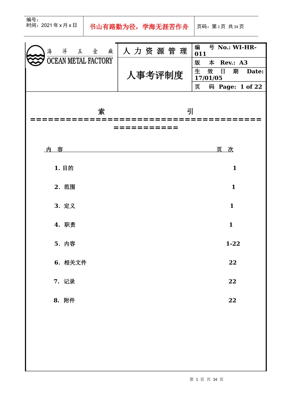 XX五金厂人事考评制度方案_第1页
