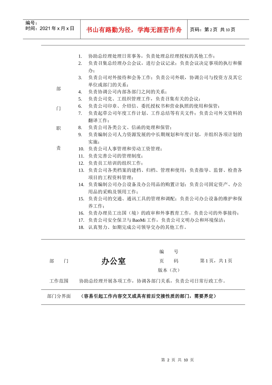 公司各部门的岗位职责_第2页