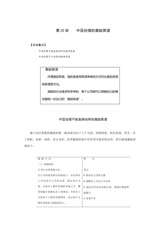 公司中层经理的激励菜谱