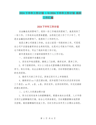 2024下半年工作计划-1与2024下半年工作计划-组织工作汇编
