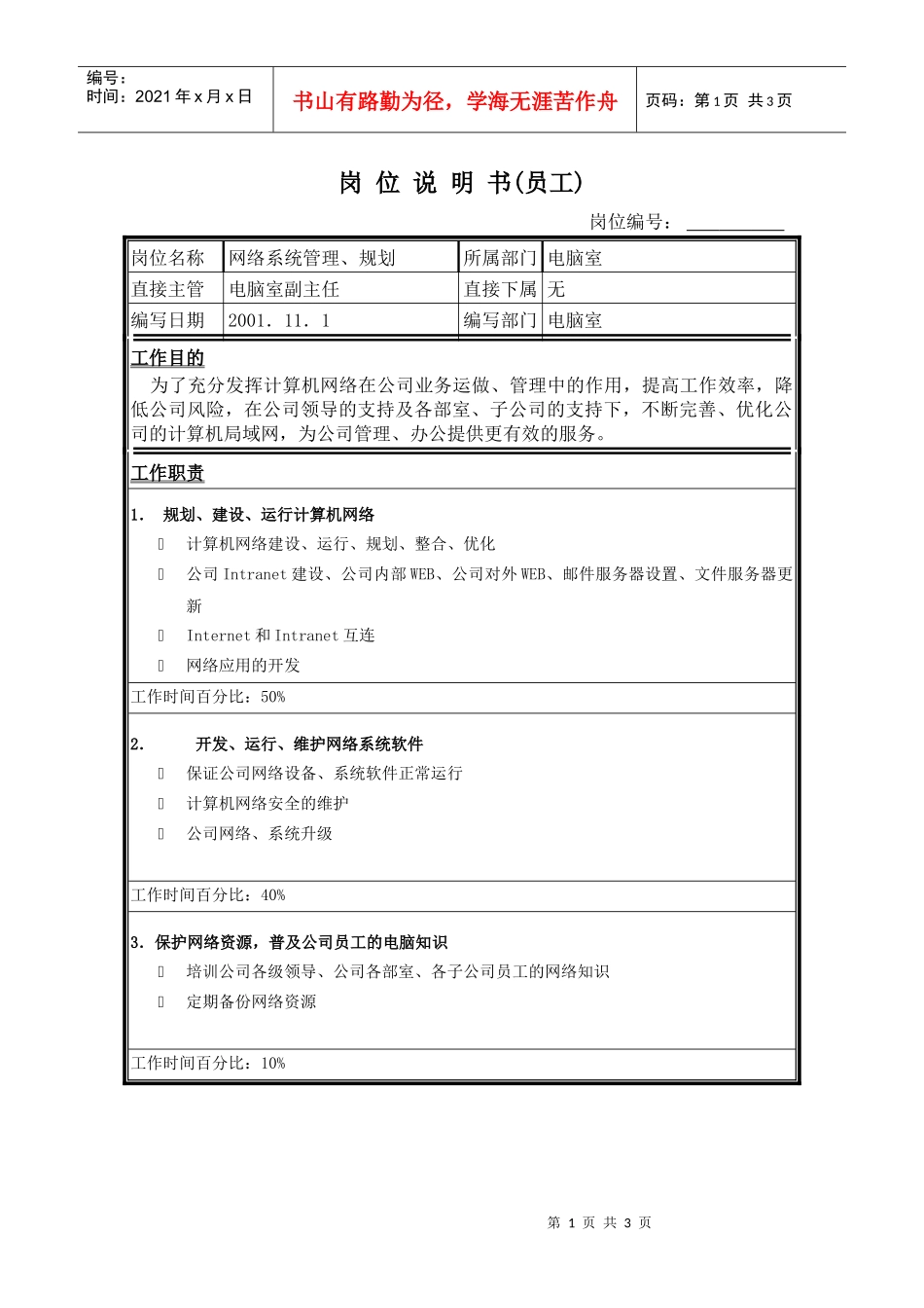 圣仑岗位说明书_系统管理_第1页