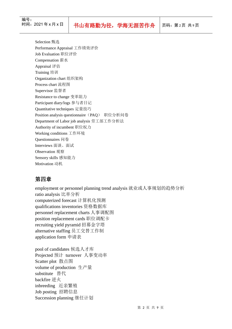 人力资源-2022HRM人力资源管理专业核心单词整合(中英文)_第2页