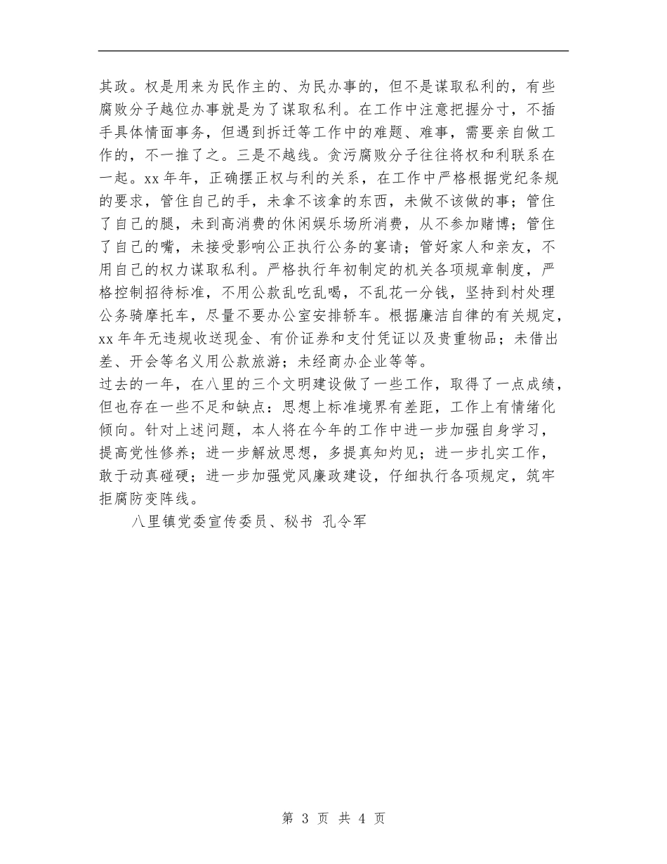 2024年度镇党委宣传委员、秘书述职述廉报告_第3页