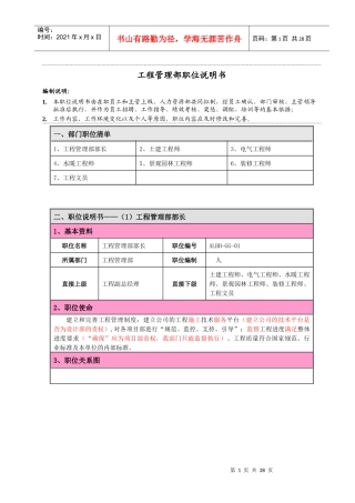 人力资源-202206---职位说明书--工程管理部(2)