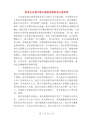 国有企业城市排水集团典型做法汇报材料