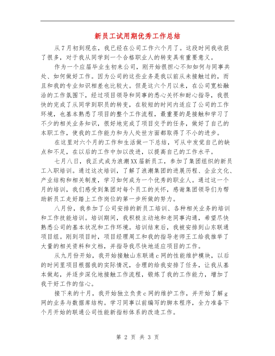 新员工试用期优秀工作总结_第2页
