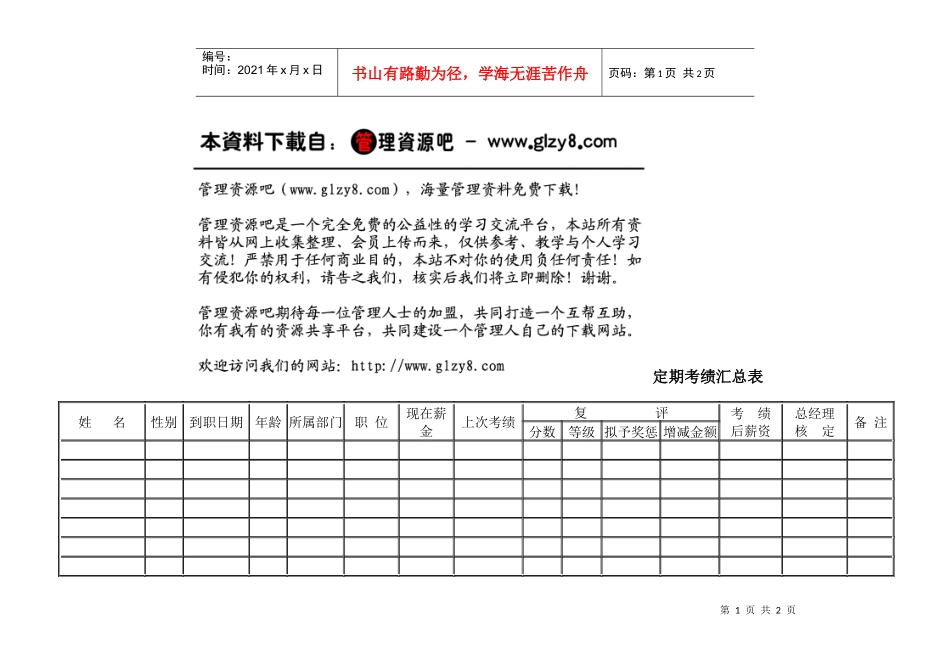 定期考核汇总表_第1页