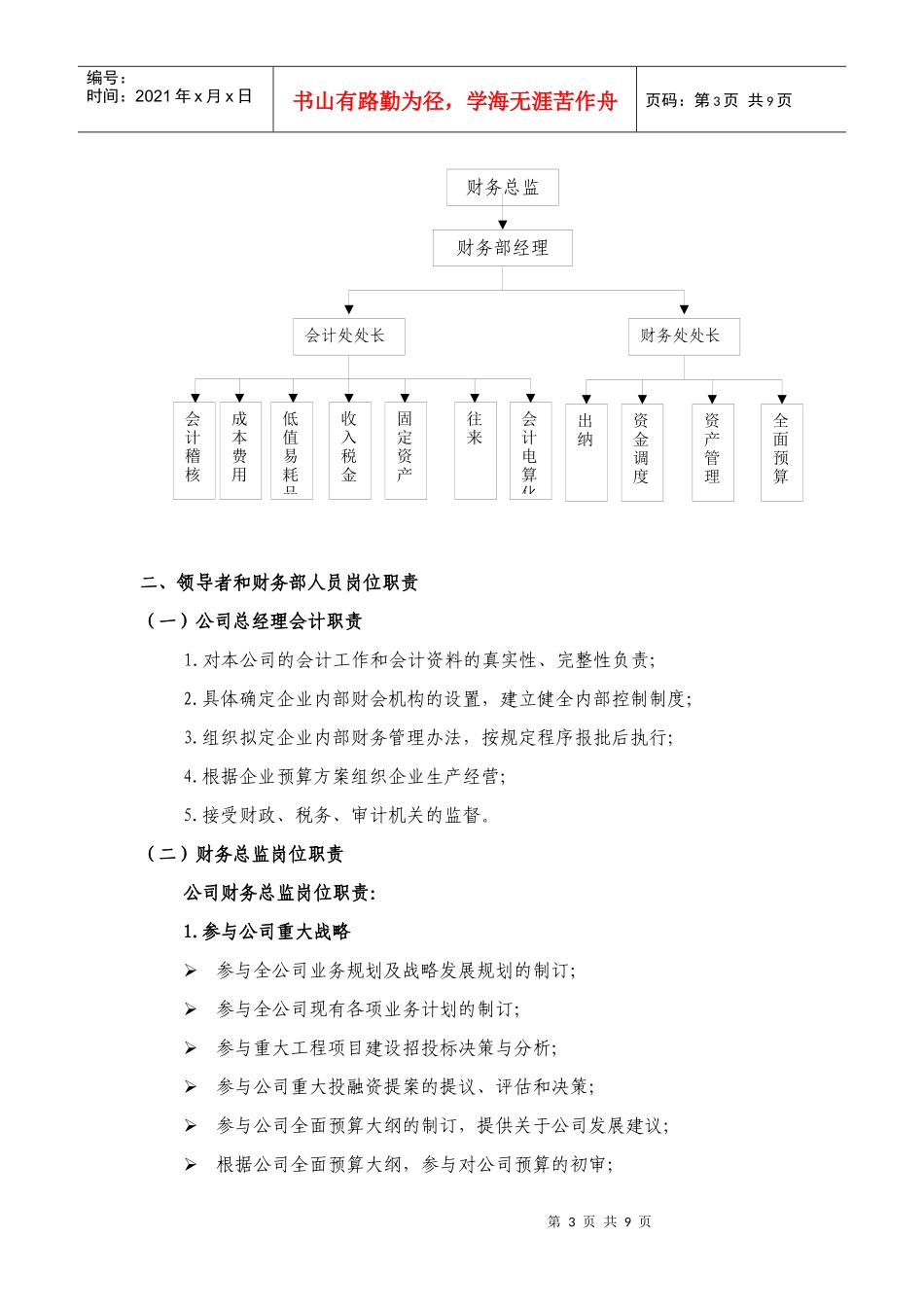 中通建设股份有限公司财务部职责分工实施细则_第3页