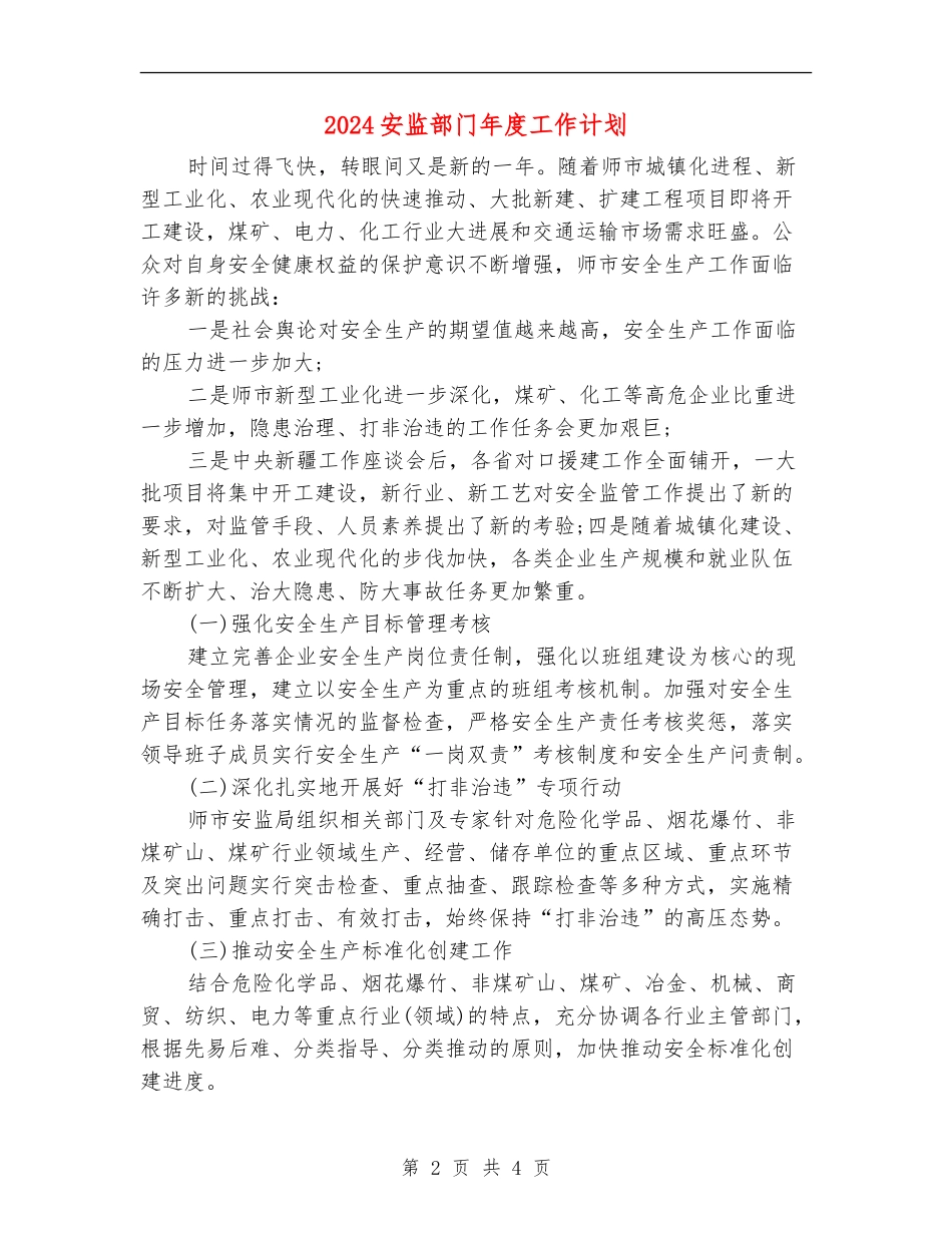 2024安监部门年度工作计划_第2页