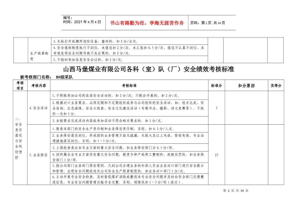 安全绩效考核(部门考核表)_第2页