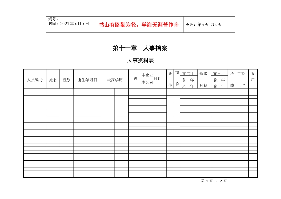 人力资源-20221 人事资料表_第1页