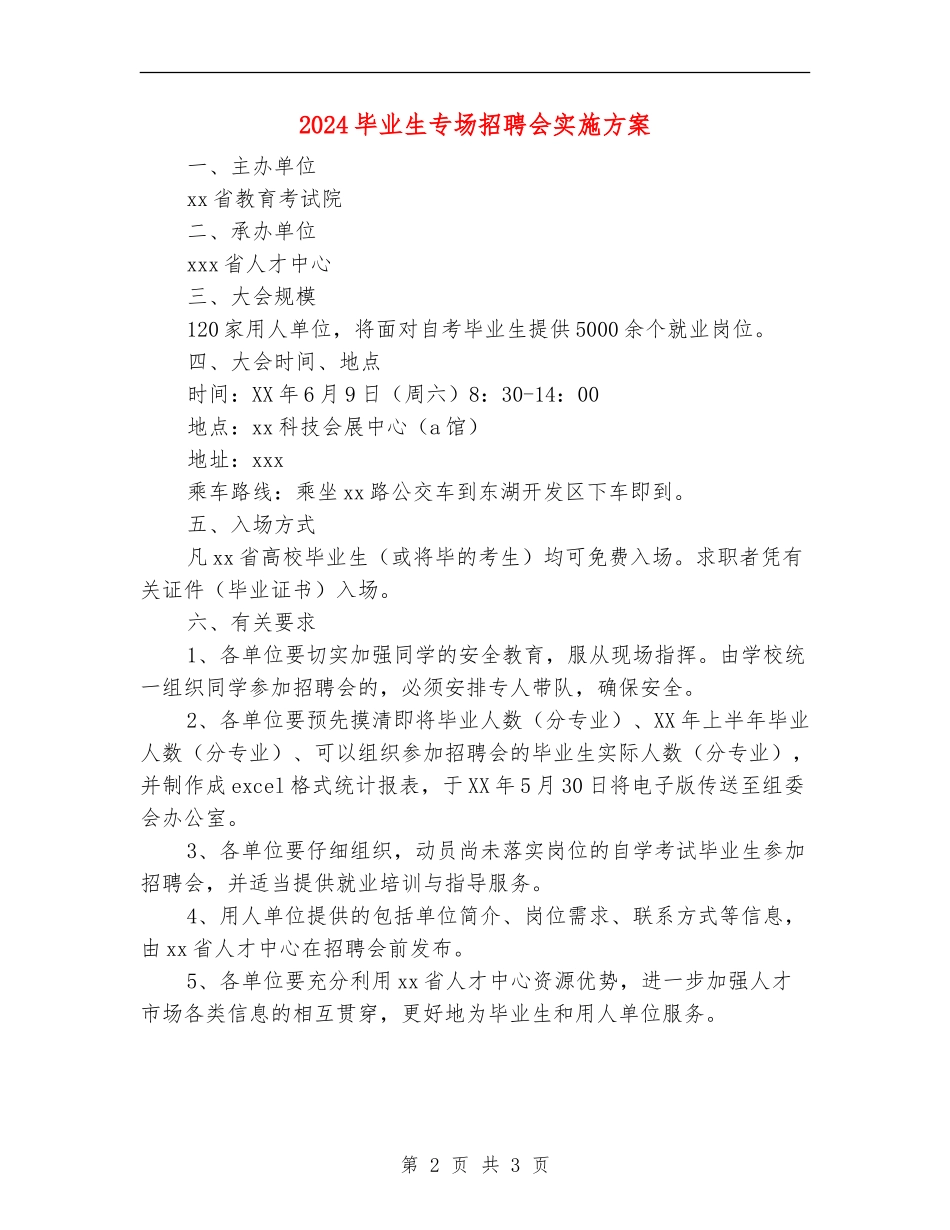 2024毕业生专场招聘会实施方案_第2页