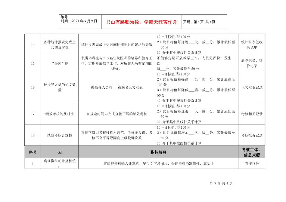医院病理科主治医师绩效考核指标_第3页