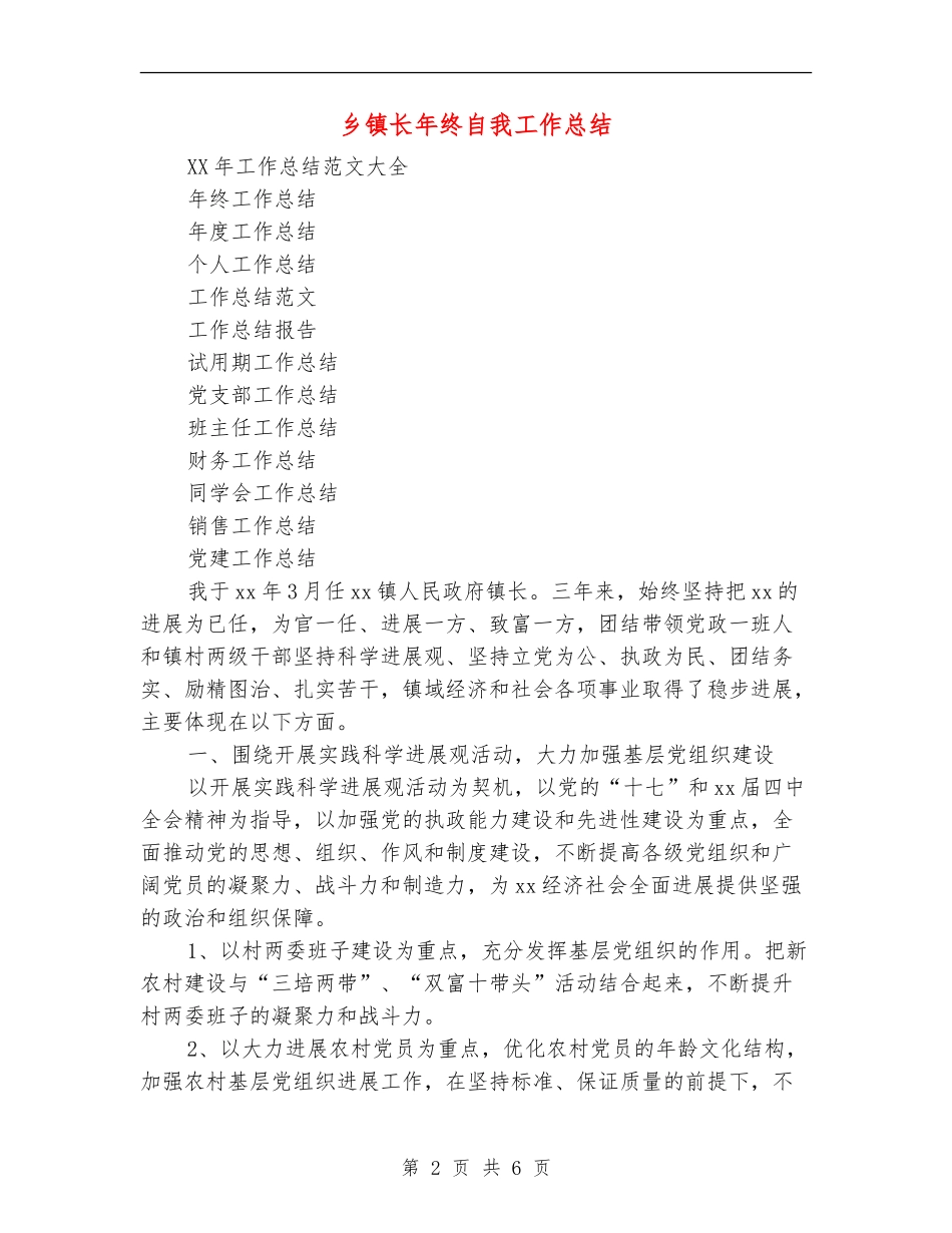 乡镇长年终自我工作总结_第2页
