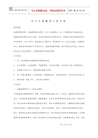中心小学教导工作计划