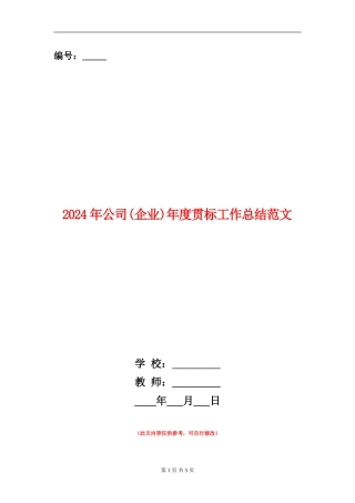 2024年公司年度贯标工作总结范文