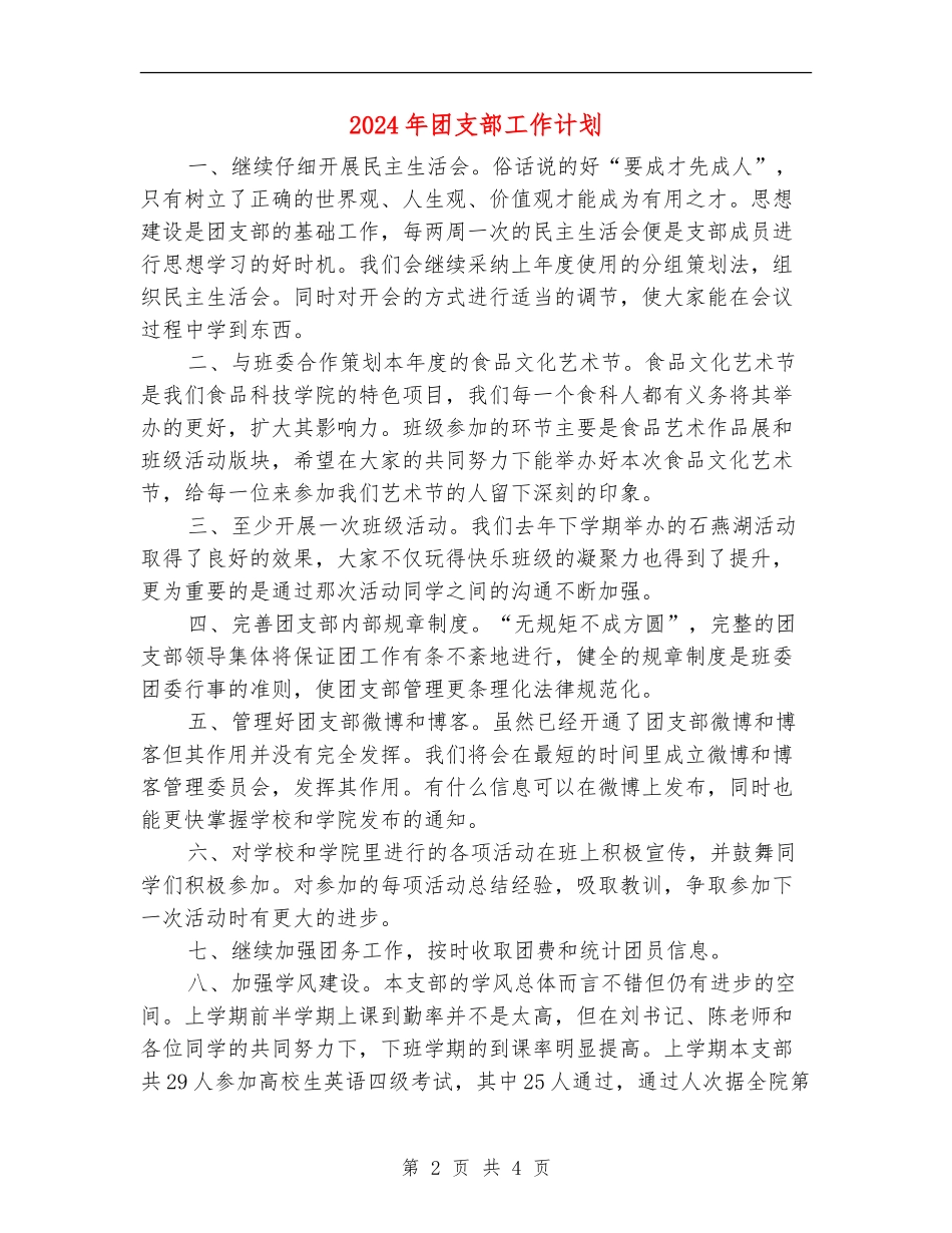 2024年团支部工作计划_第2页