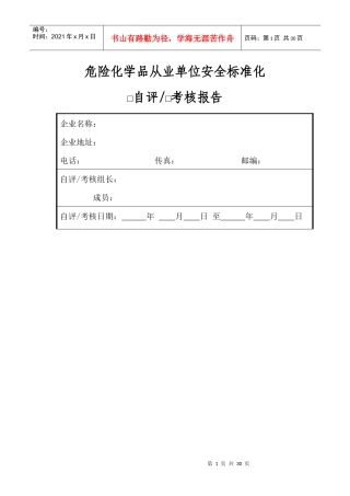 危险化学品从业单位安全标准化考核表