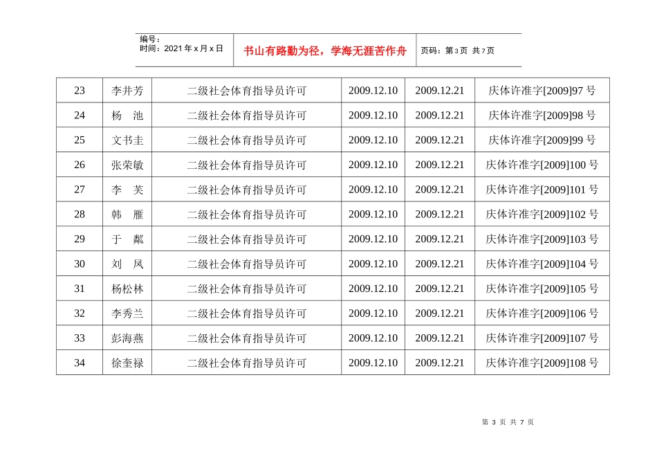 二OO九年体育局十二月份行政许可事项结果公开_第3页