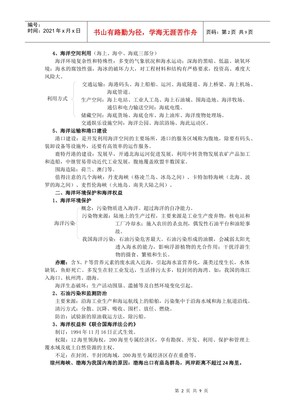 一轮复习：第13讲海洋资源的开发和利用及海洋环境保护_第2页