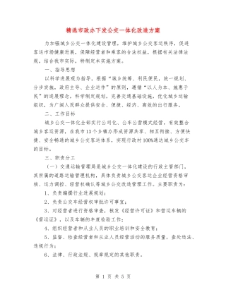 市政办下发公交一体化改造方案