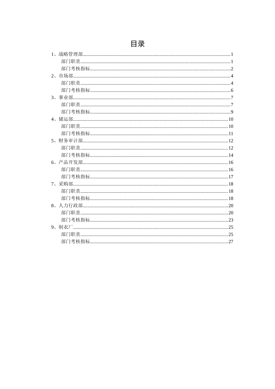 XXXX猫人国际(香港)股份有限公司部门职责与考核指标_第2页