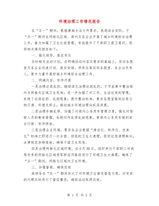 环境治理工作情况报告