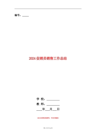 2024促销员销售工作总结