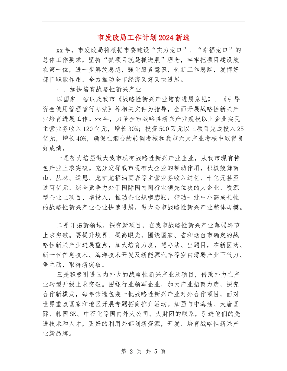市发改局工作计划2024新选_第2页
