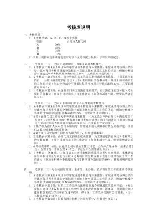 公司考核表格-考核表说明
