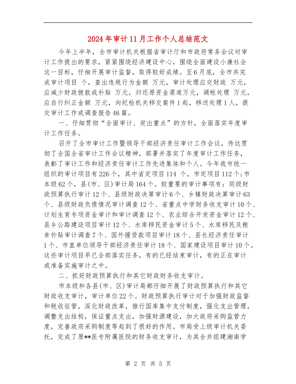 2024年审计11月工作个人总结范文_第2页