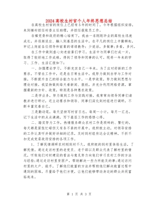 2024大学生村官个人年终思想总结