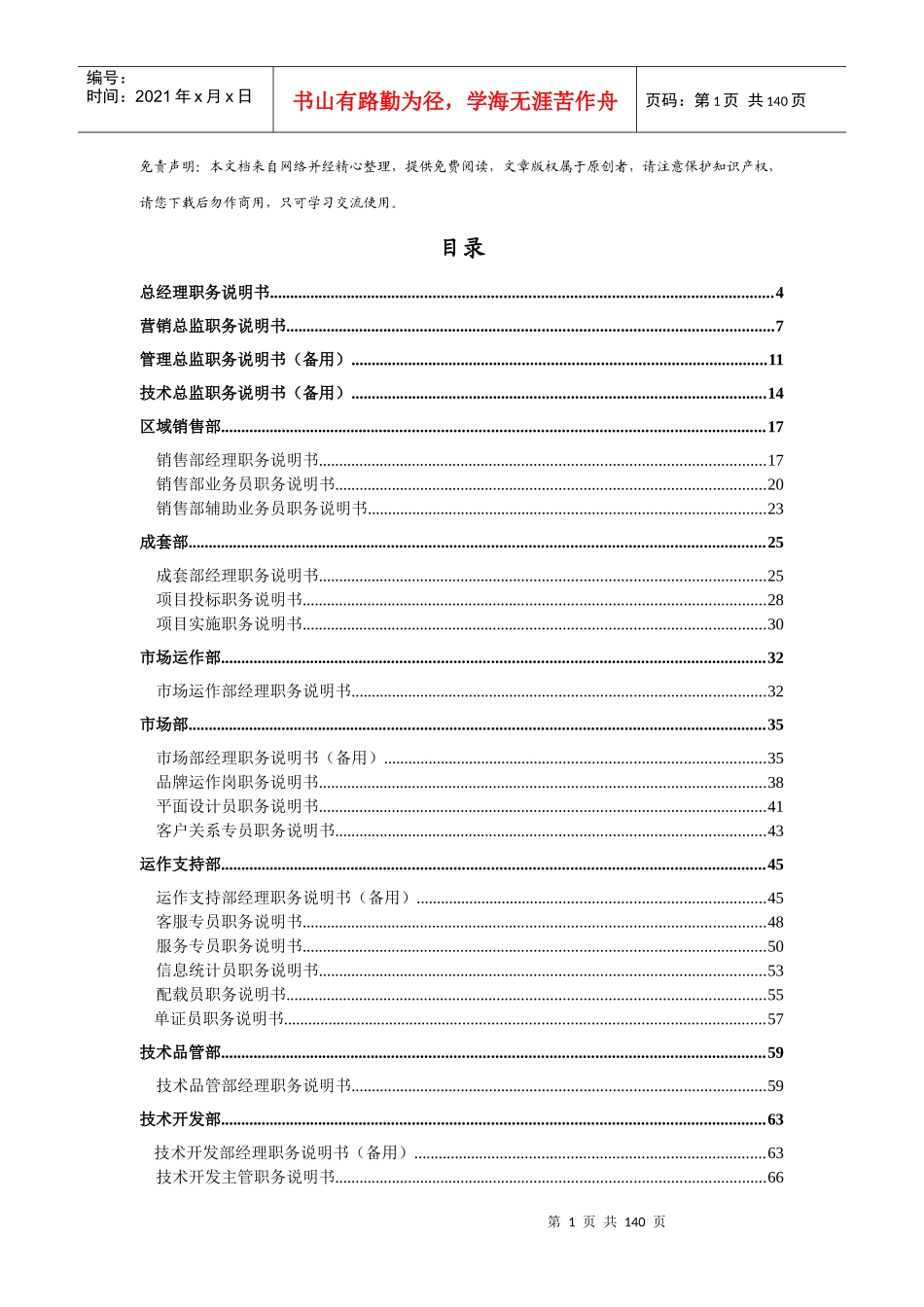 世界500强企业全套职务说明书_第1页