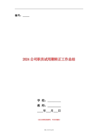 2024公司职员试用期转正工作总结