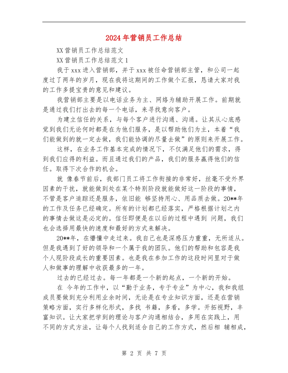 2024年营销员工作总结_第2页