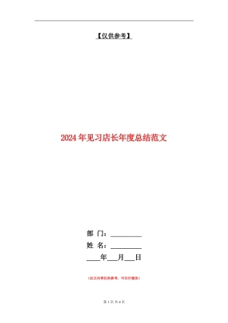 2024年见习店长年度总结范文