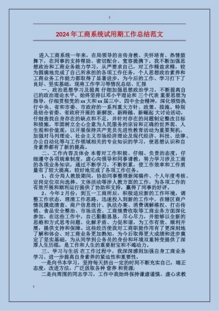 2024年工商系统试用期工作总结范文