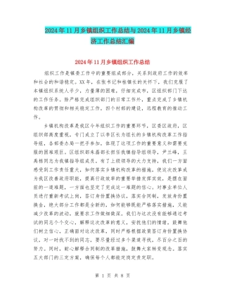 2024年11月乡镇组织工作总结与2024年11月乡镇经济工作总结汇编