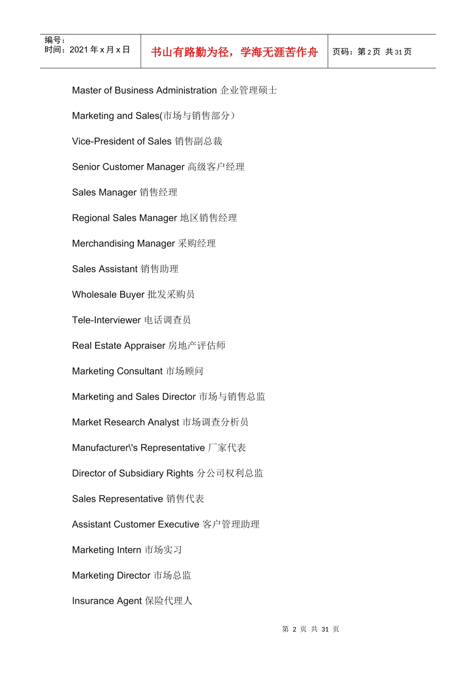 公司高层职位的英文缩写_第2页