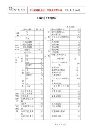 人事动态及费用资料