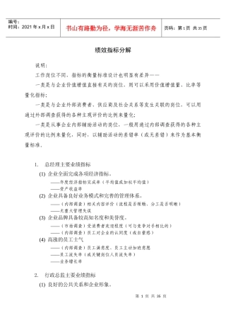人力资源-2022KPI绩效指标的分解